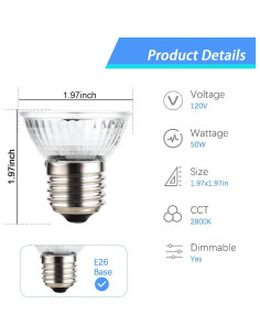 Paquete de 2 lámparas de calor 50W UVA UVB KOHEOPT para reptiles 2