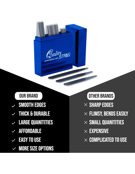 Quality Stays 40 Varillas de Cuello de Metal para Hombre - 3 Tamaños