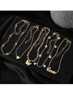 Tobilleras doradas KISS WIFE para mujeres - Joyería delicada 2