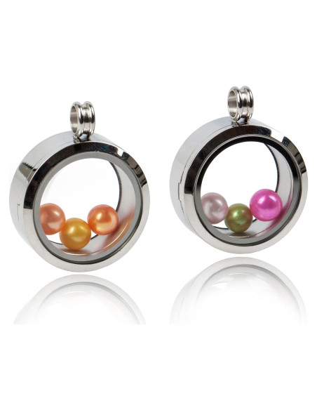 2 Colgantes Flotantes de Acero Inoxidable 30mm Africanbeads