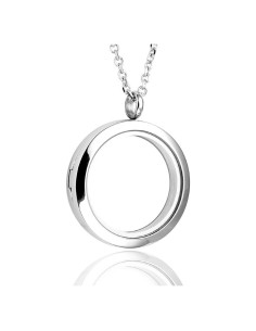 Colgante Locket Redondo Zysta Plata 30mm Acero Inoxidable