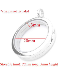 Colgante Locket Redondo Zysta Plata 30mm Acero Inoxidable 2