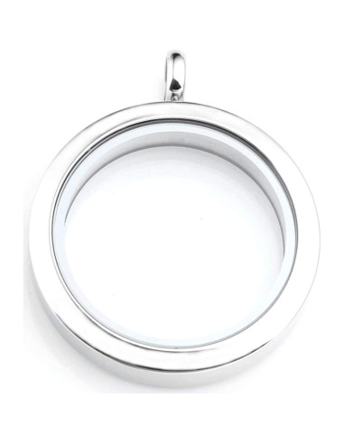 Colgante Locket Redondo Zysta Plata 30mm Acero Inoxidable