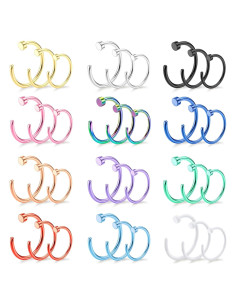 Aros Nasales Drperfect 36PCS Acero Inoxidable 6-12mm