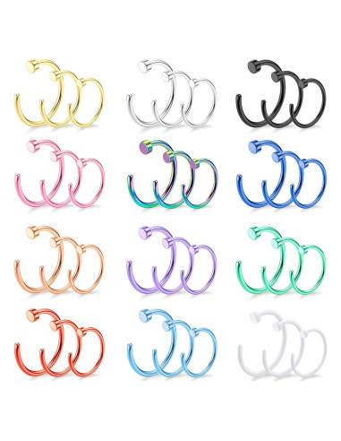 Aros Nasales Drperfect 36PCS Acero Inoxidable 6-12mm