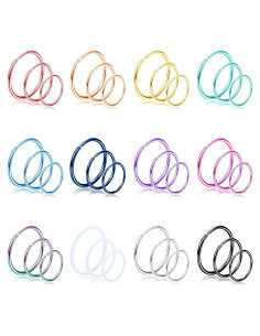 Aros de Nariz Drperfect 36Pcs 20G Acero Inoxidable 8mm