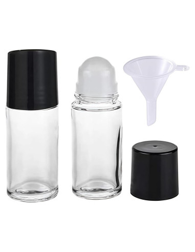 Juego de 2 Botellas Roller de Vidrio Mozff 50ml Negras