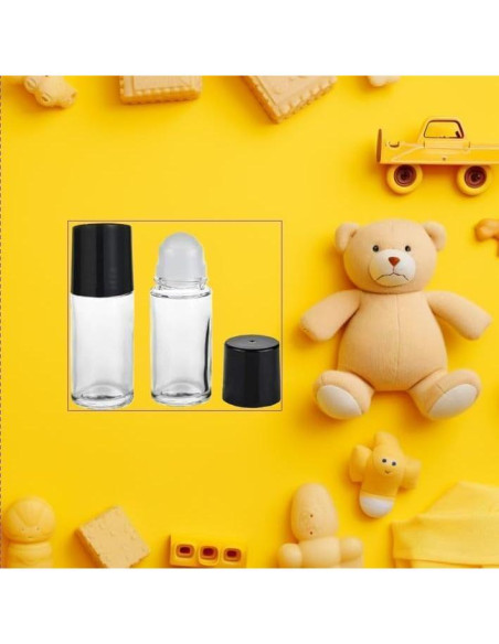 Juego de 2 Botellas Roller de Vidrio Mozff 50ml Negras