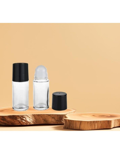 Juego de 2 Botellas Roller de Vidrio Mozff 50ml Negras