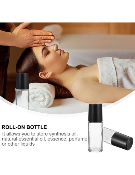 Juego de 2 Botellas Roller de Vidrio Mozff 50ml Negras