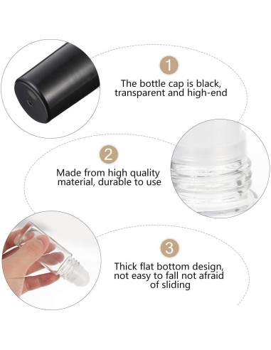 Juego de 2 Botellas Roller de Vidrio Mozff 50ml Negras