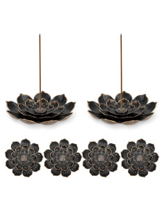 Soporte de Incienso EupHHonycs Loto 6 Piezas Oro 14.7 cm