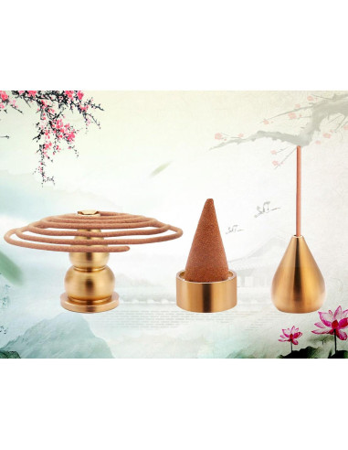Quemador de Incienso de Latón Chenshuo - 3 Soportes Dorados