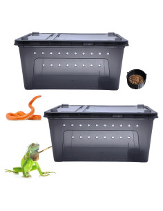Terrario para Reptiles PINVNBY 2-Pack 32cm x 22cm x 15cm