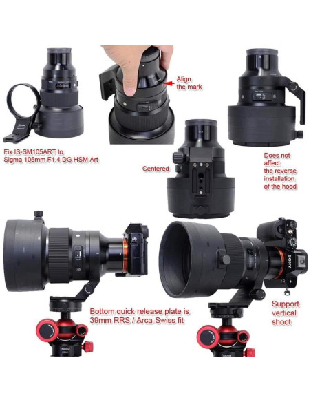 Soporte de Anillo de Montaje en Trípode iShoot para Sigma 105mm y 100-400mm