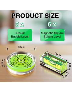 Set de Niveles de Burbuja Dreyoo 9 Piezas Magnéticos 10x10mm 2