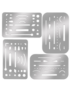Plantillas de Borrado de Acero Inoxidable 4 Pcs para Dibujo