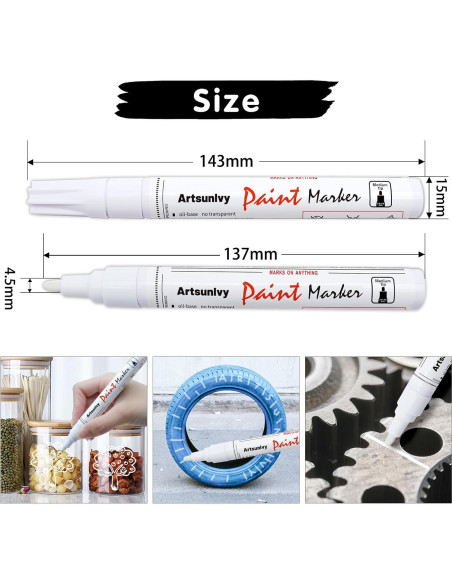 Marcadores Permanentes de Pintura Blanca Artsunlvy - 2 Piezas