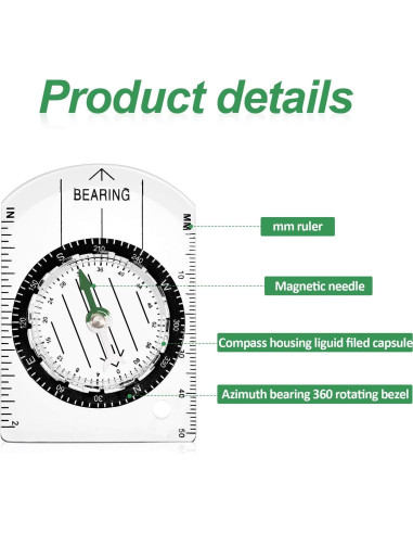 Brújula de Orientación BBTO 9 Piezas Impermeable para Senderismo