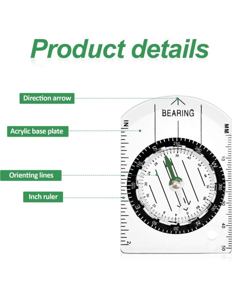 Brújula de Orientación BBTO 9 Piezas Impermeable para Senderismo