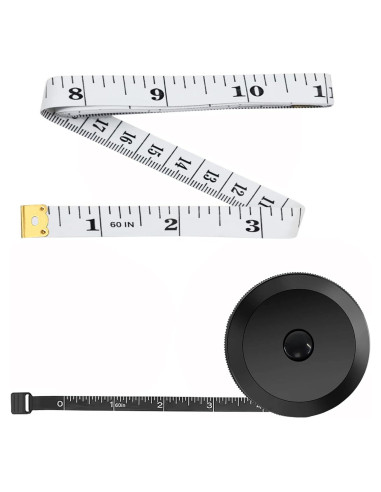 Cinta Métrica Suave HHKJ 150 cm Paquete Doble Negro y Blanco