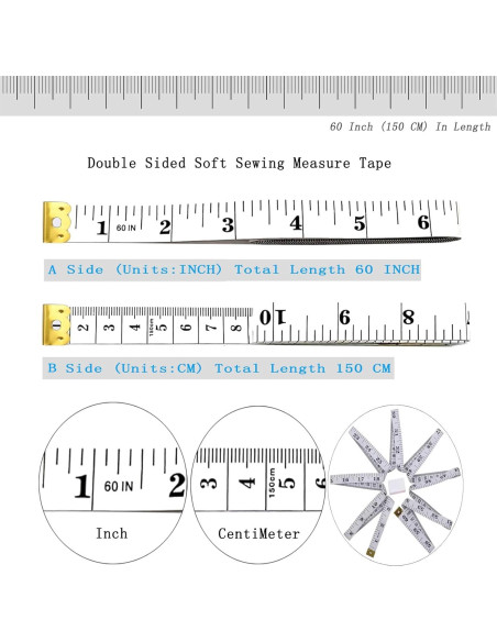 Cinta Métrica Suave HHKJ 150 cm Paquete Doble Negro y Blanco Cinta Métrica Suave HHKJ 150 cm Paquete Doble Negro y Blanco