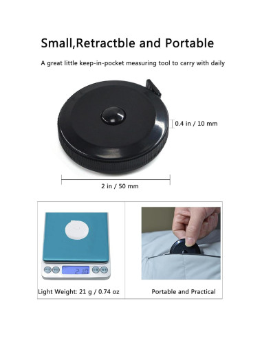 Cinta Métrica Suave HHKJ 150 cm Paquete Doble Negro y Blanco