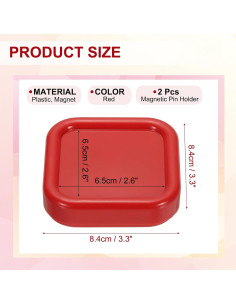 Soporte de Alfileres Magnético PATIKIL 2 Pcs Rojo 8.4 cm 2