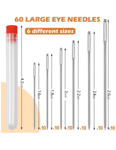 Juego de Agujas de Coser FIVEIZERO 60 Pcs Ojo Grande Acero Inoxidable 2