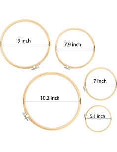 Aros de Bordado Similane 5 Piezas de Bambú 13-26 cm 2