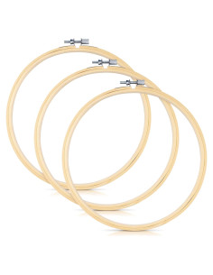 Juego de 3 Aros de Bordado TINDTOP 20 cm de Bambú Natural