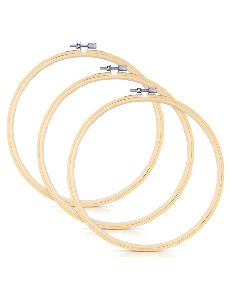 Juego de 3 Aros de Bordado TINDTOP 20 cm de Bambú Natural