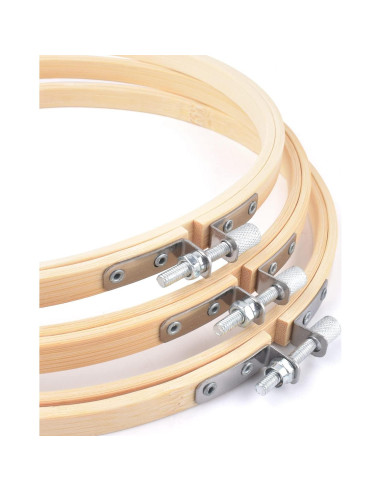 Juego de 3 Aros de Bordado TINDTOP 20 cm de Bambú Natural