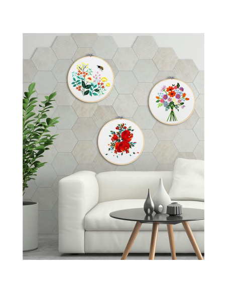 Juego de 3 Aros de Bordado TINDTOP 20 cm de Bambú Natural