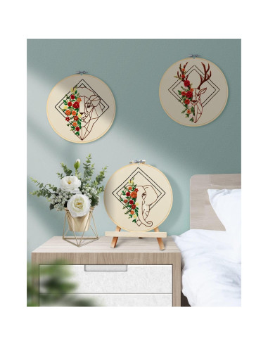 Juego de 3 Aros de Bordado TINDTOP 20 cm de Bambú Natural