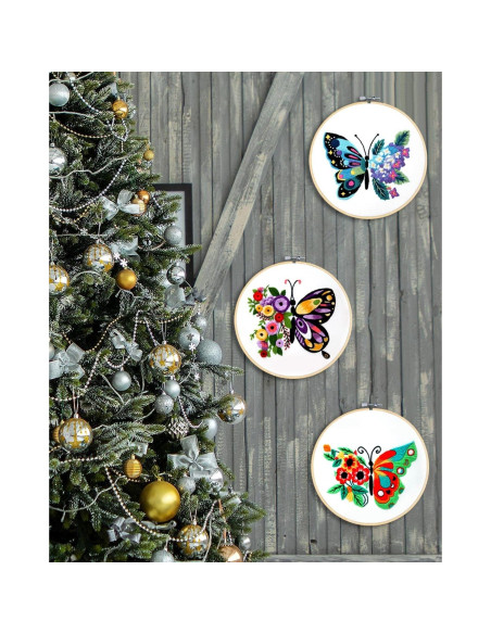 Juego de 3 Aros de Bordado TINDTOP 20 cm de Bambú Natural