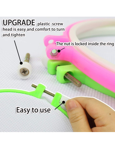 Similane 6 Piezas Aros de Bordado Plástico Multicolor 3.4 a 10.2 in