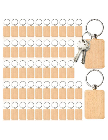 WRINGKIT 50 Llaves de Madera en Blanco para DIY 5.08x3.05cm