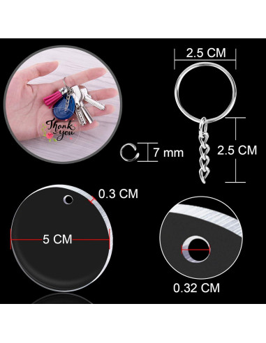 Duufin 108 Piezas Llaveros Acrílicos 5.08 cm en Blanco