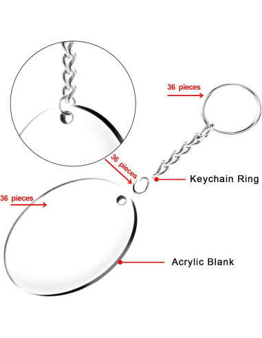 Duufin 108 Piezas Llaveros Acrílicos 5.08 cm en Blanco