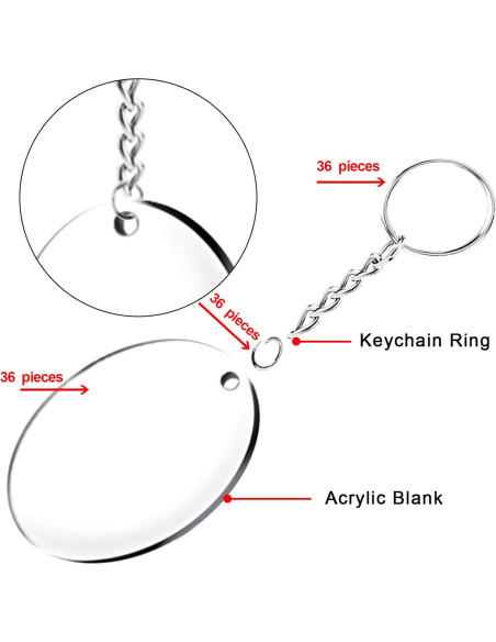Duufin 108 Piezas Llaveros Acrílicos 5.08 cm en Blanco