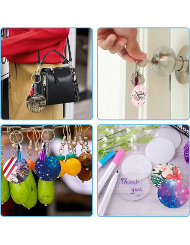 Duufin 108 Piezas Llaveros Acrílicos 5.08 cm en Blanco