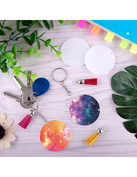 Duufin 108 Piezas Llaveros Acrílicos 5.08 cm en Blanco