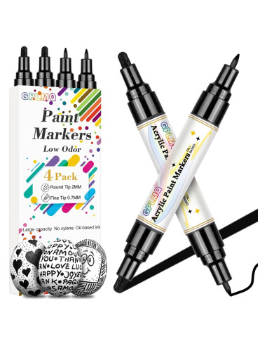 Marcadores de Pintura Acrílica Negra GPLMQ - Paquete de 4