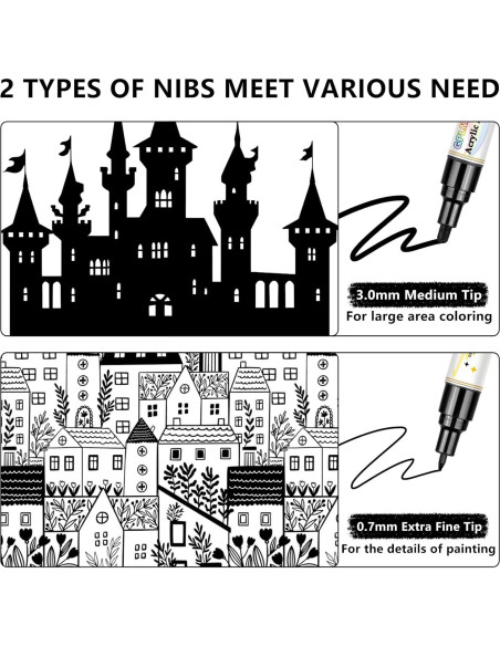 Marcadores de Pintura Acrílica Negra GPLMQ - Paquete de 4