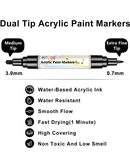 Marcadores de Pintura Acrílica Negra GPLMQ - Paquete de 4