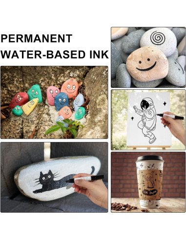 Marcadores de Pintura Acrílica Negra GPLMQ - Paquete de 4