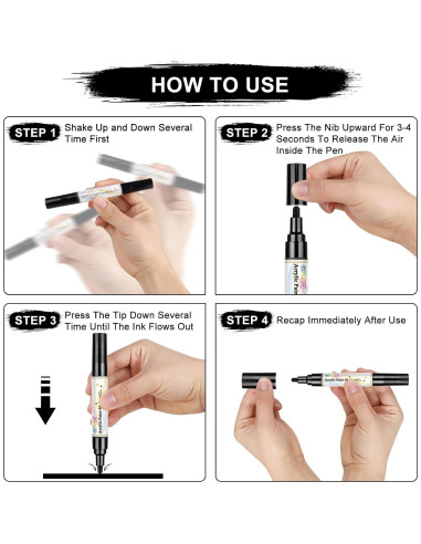 Marcadores de Pintura Acrílica Negra GPLMQ - Paquete de 4