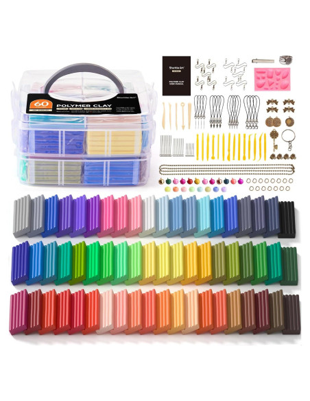 Kit de Arcilla Polimérica Shuttle Art - 60 Colores y 19 Herramientas
