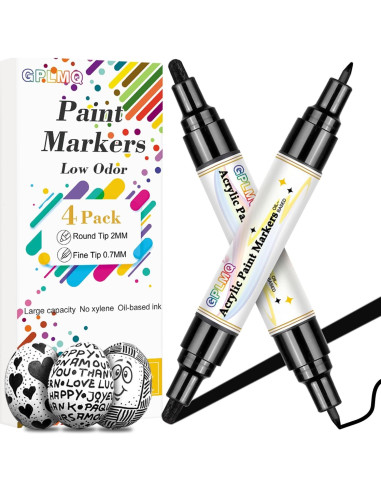 Marcadores de Pintura Acrílica Negra GPLMQ - Paquete de 4
